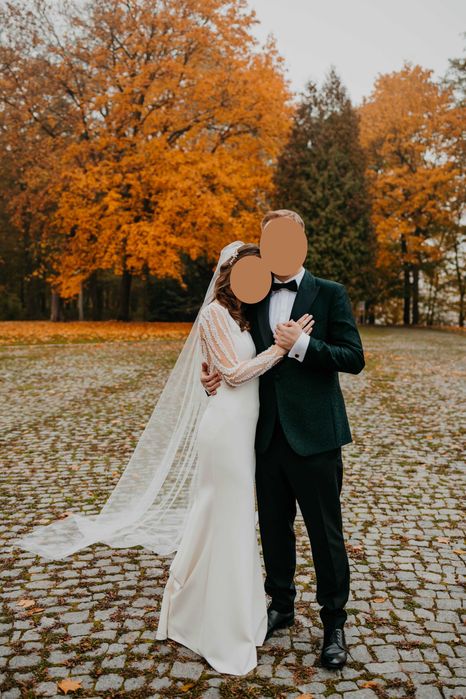 Garnitur smokingowy ślubny, żakard, szyty na miarę, Roland/Rogowski