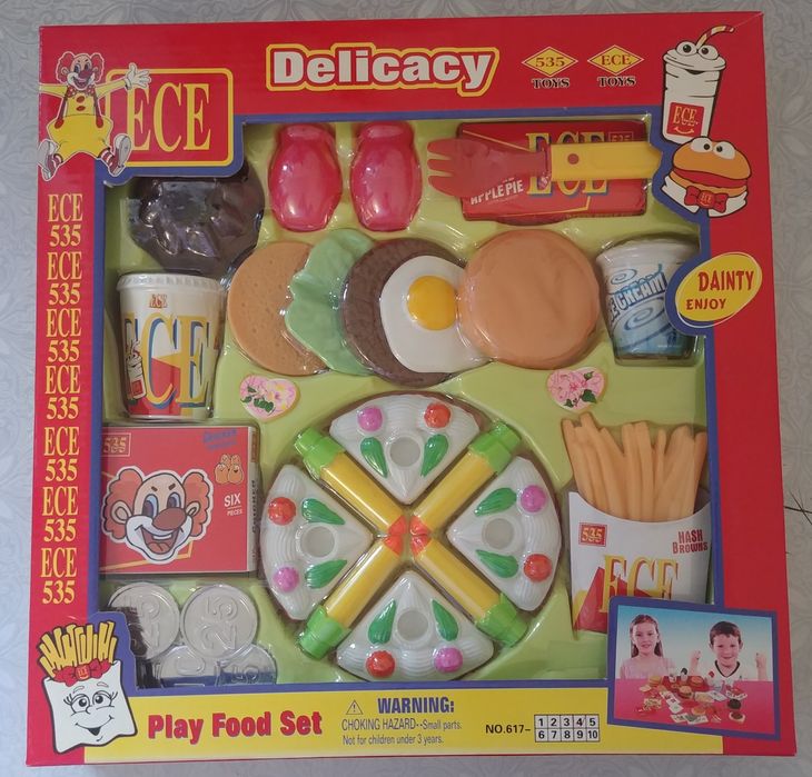 Produkty spożywcze NOWE do zabawy frytki jajko sadzone tort świeczki