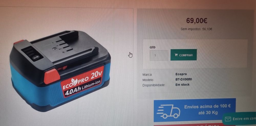 Bateria Ecopro 20v 4.0ah