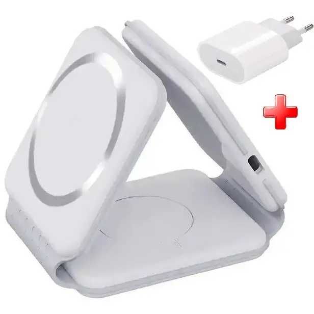 Бездротова магнітна зарядна станція 3 в 1 MagSafe для iPhone + адаптер