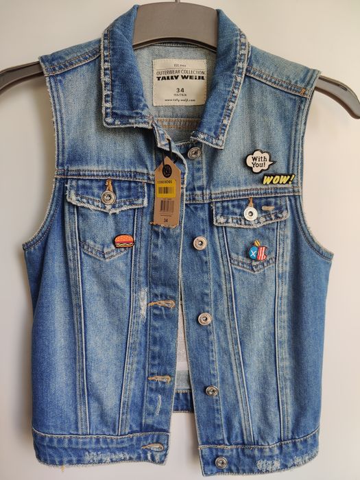 Жилет джинсовий Tally Weijl зі значками (розмір 34 XS)