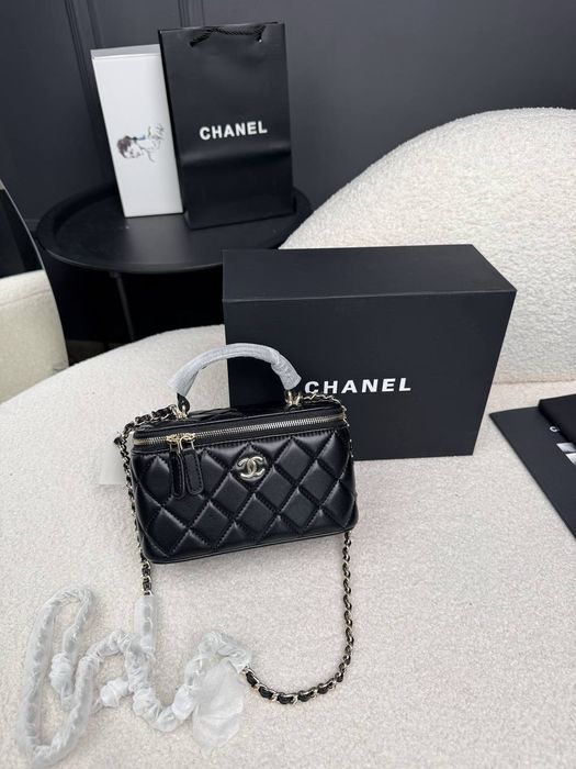 ‼️SALE‼️ Chanel Mini Vanity Case in Black Lambskin / Chanel Mini Vanity Case / женская кожаная сумочка Шанель