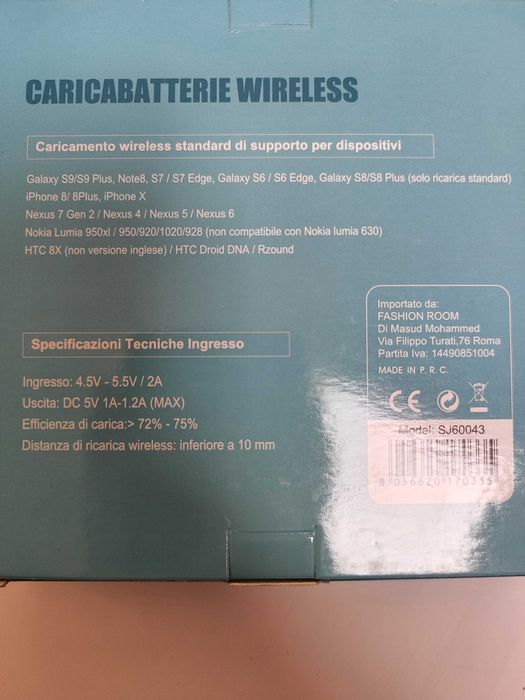 Ładowarka Indukcyjna Bezprzewodowa Czarna 4,5V-5,5V/ 2A