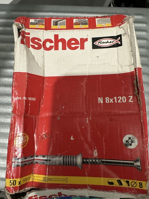 Kołki rozporowe montażowe fischer 50 sxtuk 8x120