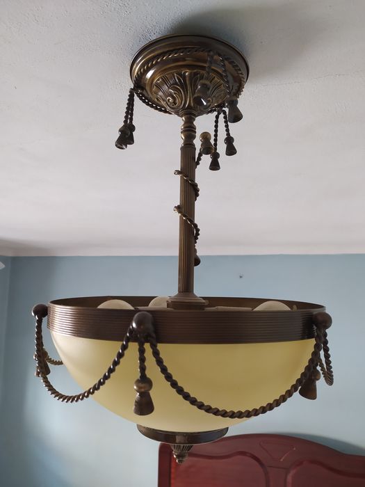 Conjunto de 2 candeeiros de mesa e de 1 candeeiro de tecto vintage