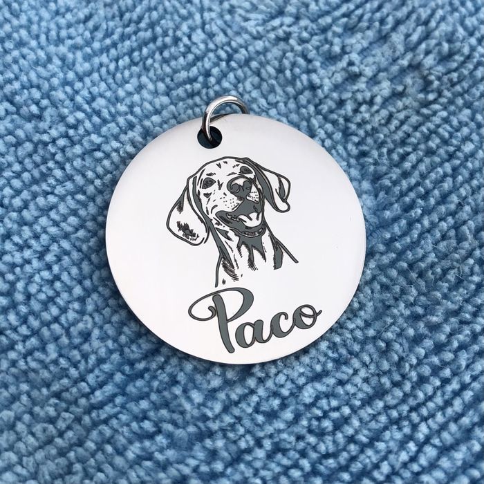 Індивідуальний адресник жетон для тварин з глибоким гравіюванням.