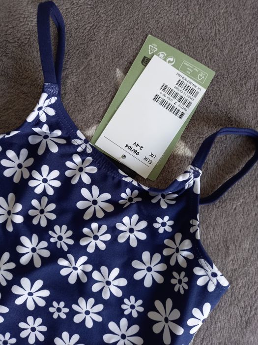 NOWY strój kąpielowy kostium hm h&m 98 104 kwiaty kwiatki stokrotki