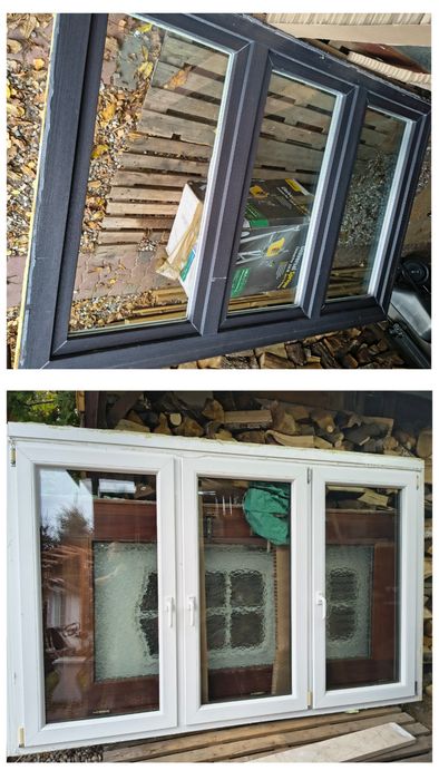 Okno dwuszybowe Aldra Fenster - potrójne w ramie. Wymiary ramy  225x146x8cm po demontażu sbd oraz 1szt małe okno 71x48cm rama. Sbd
