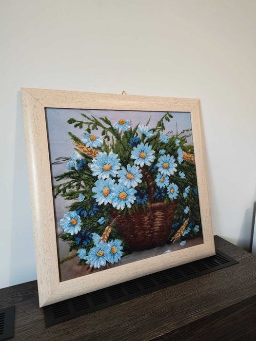 Obrazek haftowany koralikami, ręczna robota