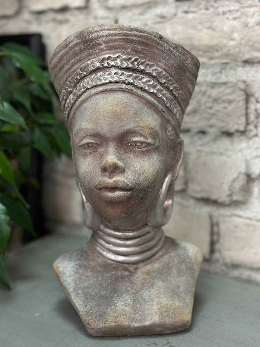 Кашпо цементне Cyrus Stone Бюст африканської дівчини 29x16x12 см