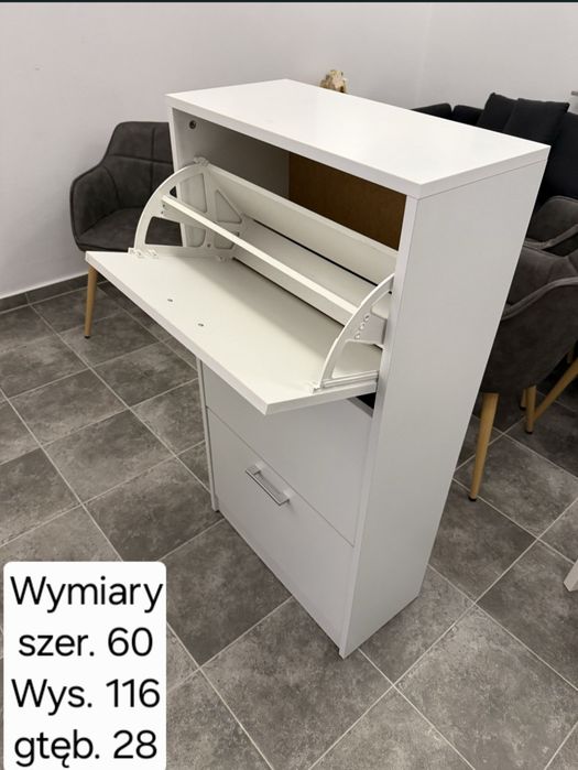 Szafka na buty biała wymiary są podane na zdjęciu