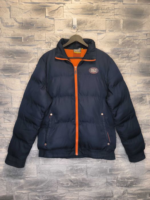 Kurtka Puchowa Everlast Zimowa Logo Granatowa Vintage