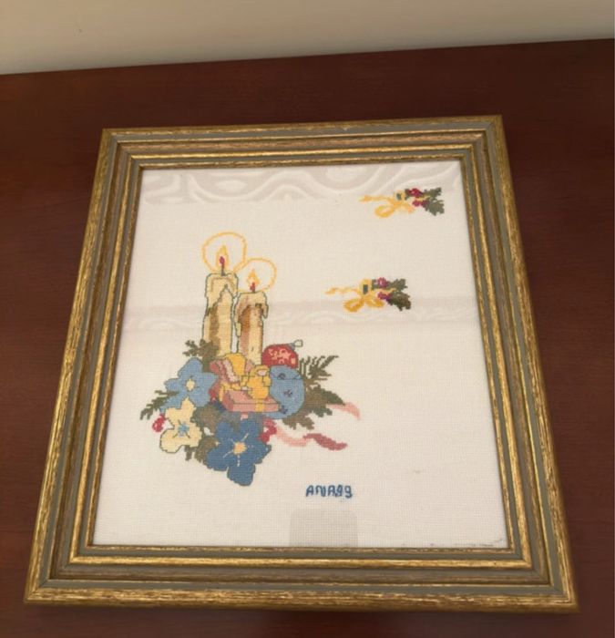 Quadro de ponto cruz à mão Portugal