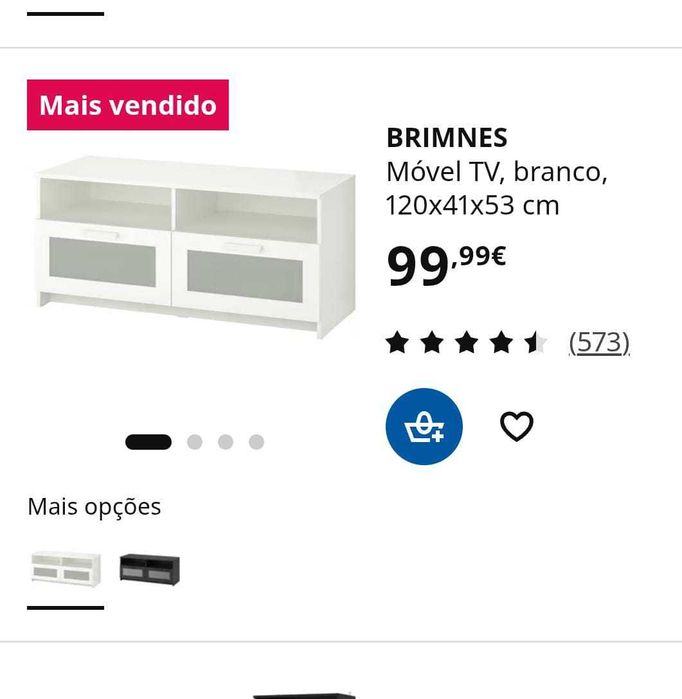Móvel TV e multimédia; Brimnes IKEA, com 2 gavetas funcionais