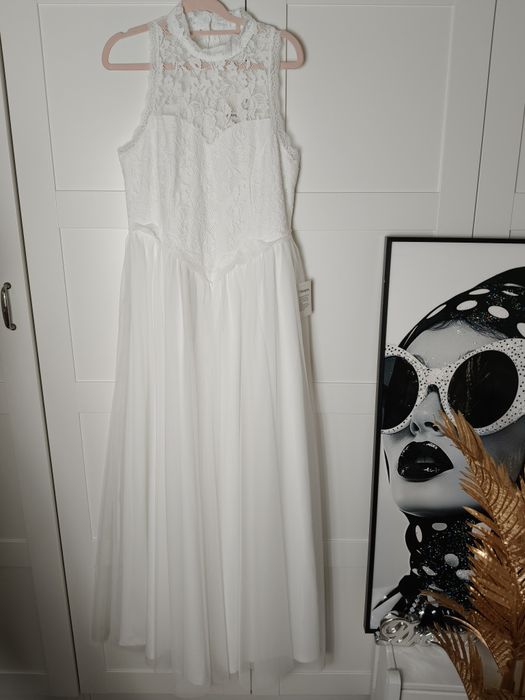 Romantic Biała Sukienka tiulowa koronkowa Wedding Chic R.40