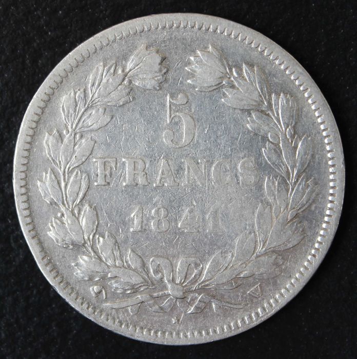 монета 5 франков 1841,1850,1869 года