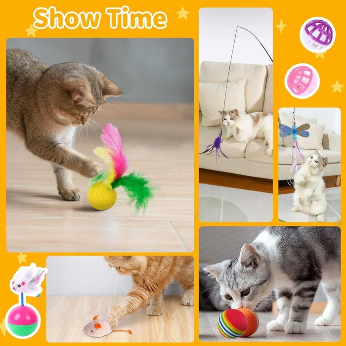 Kit conjunto de brinquedos para gatos túnel ratos peixes [37 peças]NOV