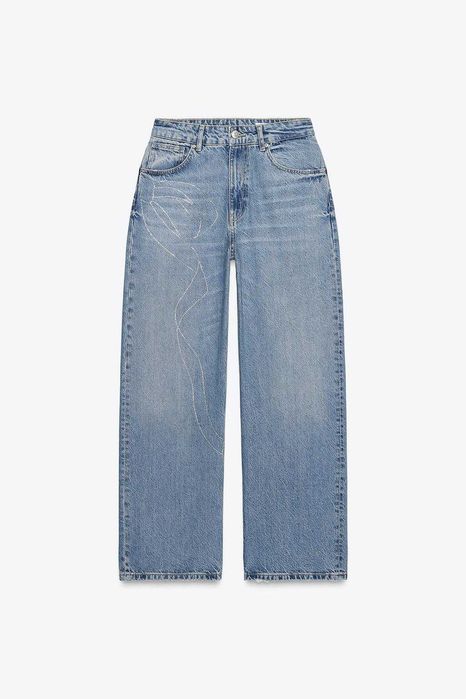 Новий джинсовий костюм (куртка+джинси) від бренду zara зі стразами