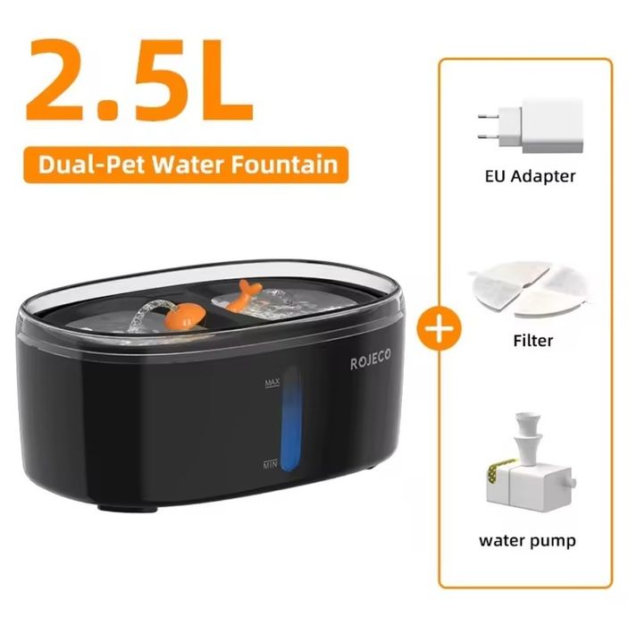 Автоматична поїлка-фонтан ROJECO 2.5 л для домашніх тварин