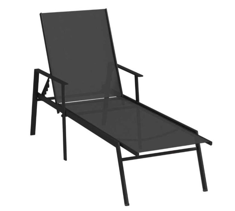 Leżak ogrodowy regulowany stal i tkanina textilene, czarny