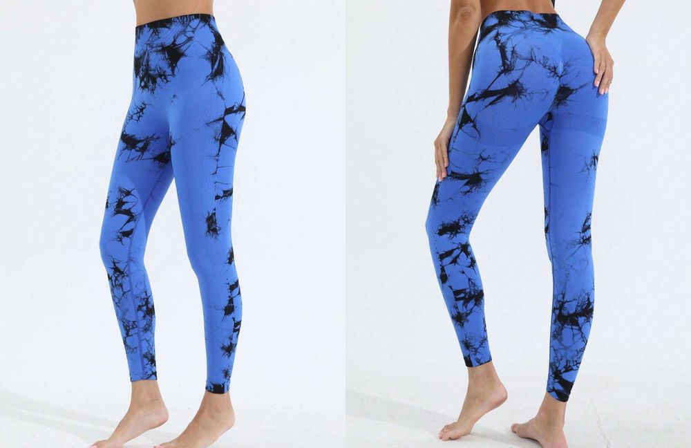 Damskie Legginsy PUSH UP Wysoki Stan TIE-DYE Neon na Siłownię - M