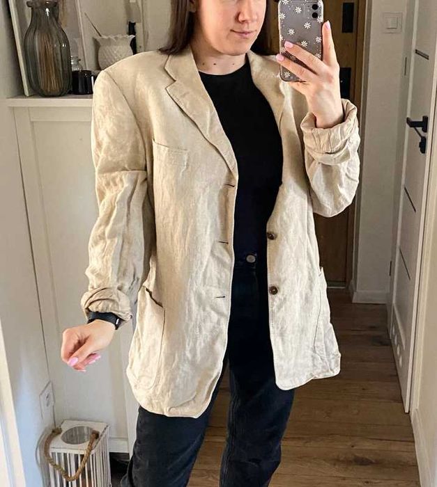 lniana marynarka żakiet oversize viskoza y2k vintage basic buffki