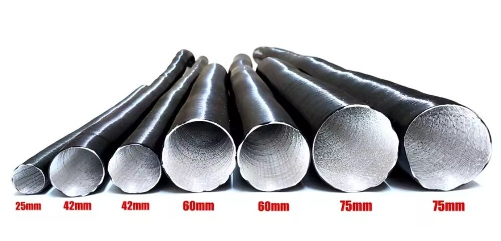 Гофра на автономку абгаз нержавійка вебасто гофра розводки теплого повітря гофрофольга 40мм, 60мм, 75мм, 90мм WEBASTO, металорукав 24мм, 25мм, 38мм