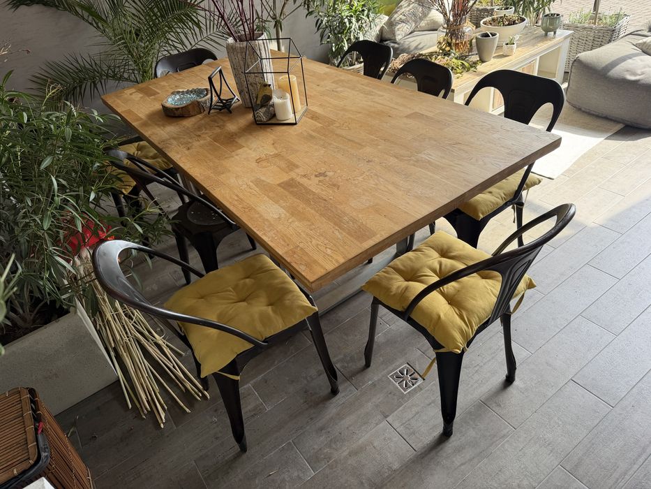 Stol drewniany industrislny solidny loftowy nowoczesny loft
