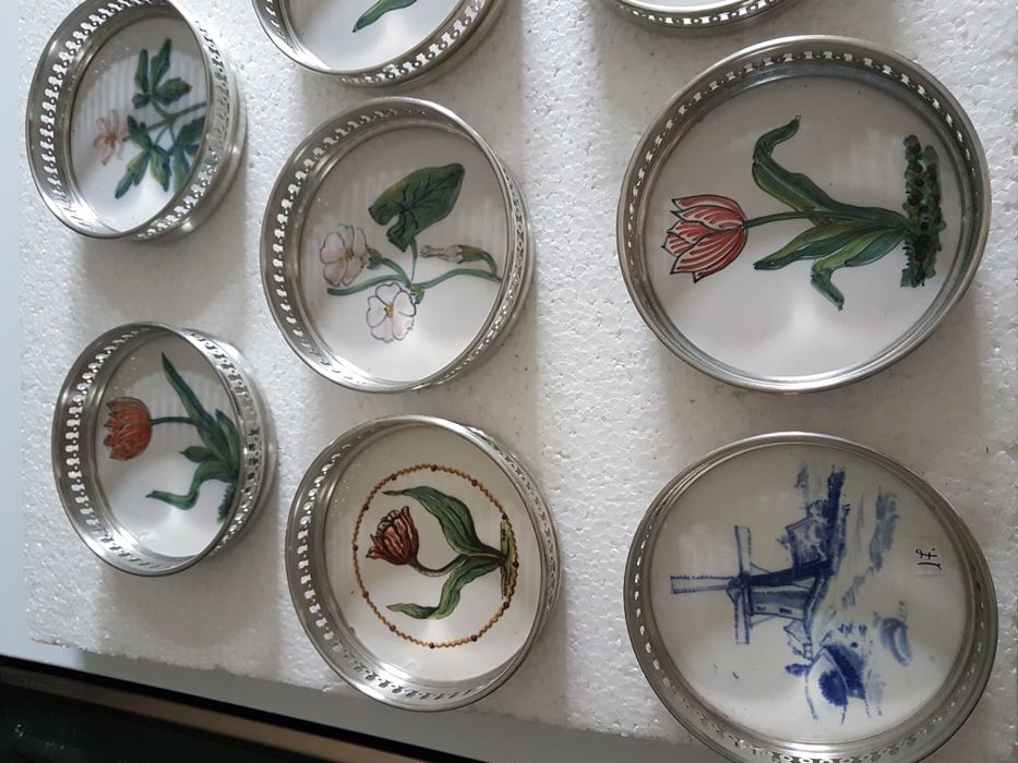 Base garrafa de estanho cerâmica pintado