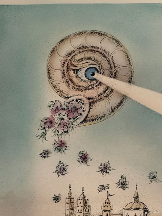 Duża surrealistyczna grafika „Spotkanie z Pegazem” Jean Daprai