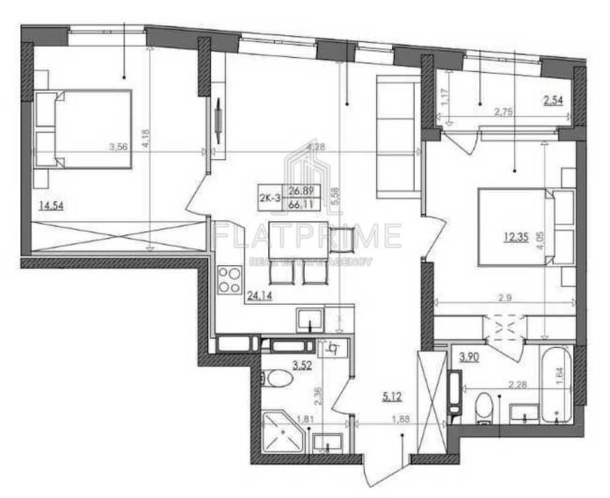Продажа видовой 2к квартиры, 65 м2, ЖК  «Svitlo Park», без%