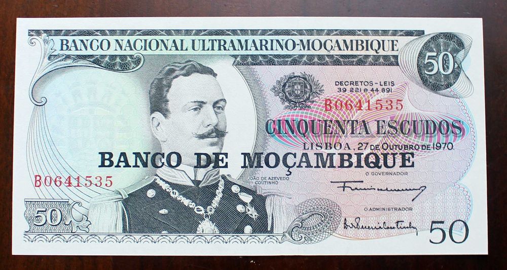 4 Notas Novas de Escudos de Moçambique de 1961 a 1972