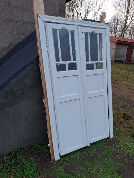 Drzwi dwuskrzydłowe PRL antyk