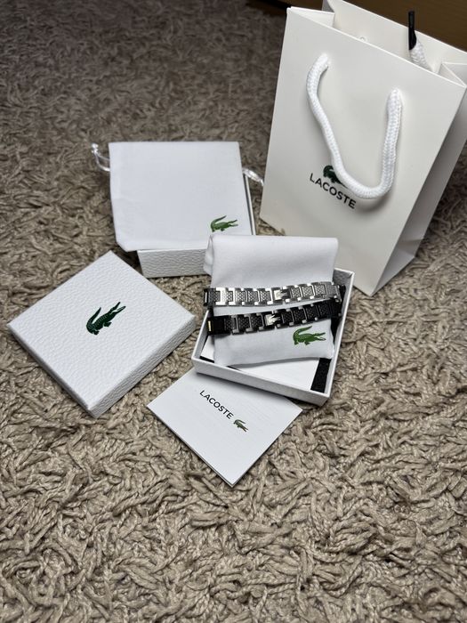 Браслет лакоста Lacoste срібний чорний
