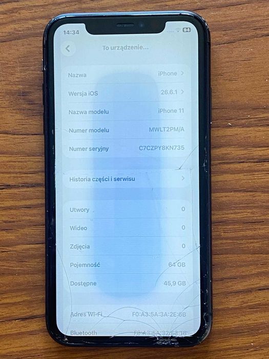 iPhone 11 64GB z wadami