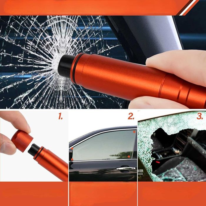 Młotek Bezpieczeństwa Nożyk do Pasów Wybijak Szyb 2w1