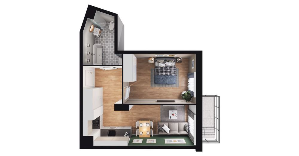2-pokojowe mieszkanie 41 m² + balkon Bez Prowizji - Widok 2