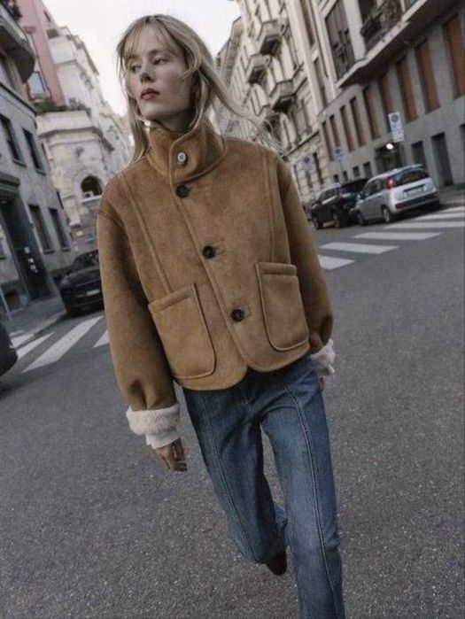 Женская двухстороняя дубленка Zara