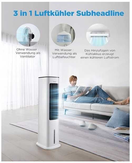 MIDEA AC100-20ARB Klimator 4w1 55W | Chłodzi Nawilża Oczyszcza