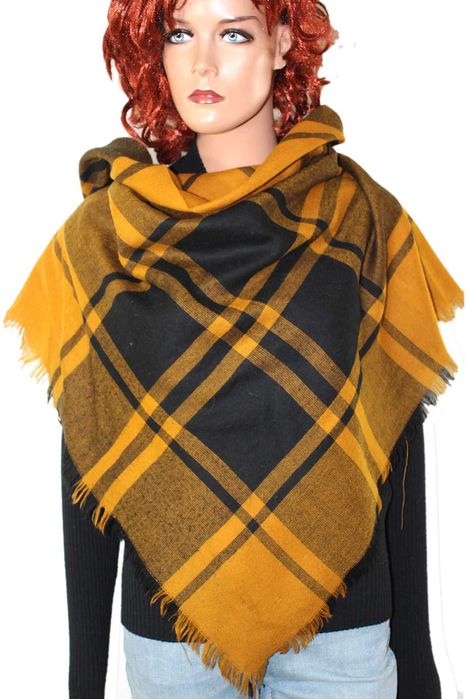 si8 modna damska chusta apaszka w kratkę 115x120