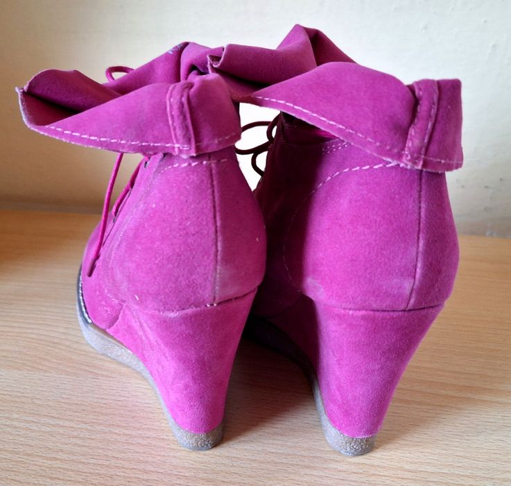 r. 39 sneakersy botki na koturnie kolor FUKSJA RÓŻOWE