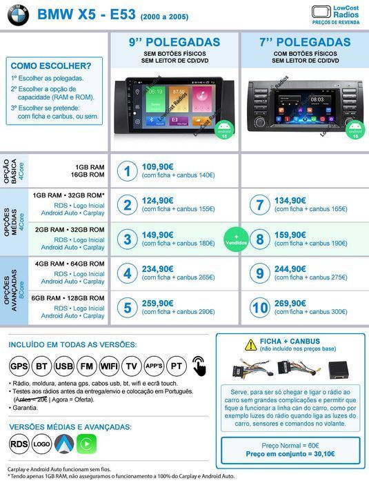 *Auto Rádio GPS ANDROID 14 BMW X5 (E53/E39/M5) - ESPECIAL para X5