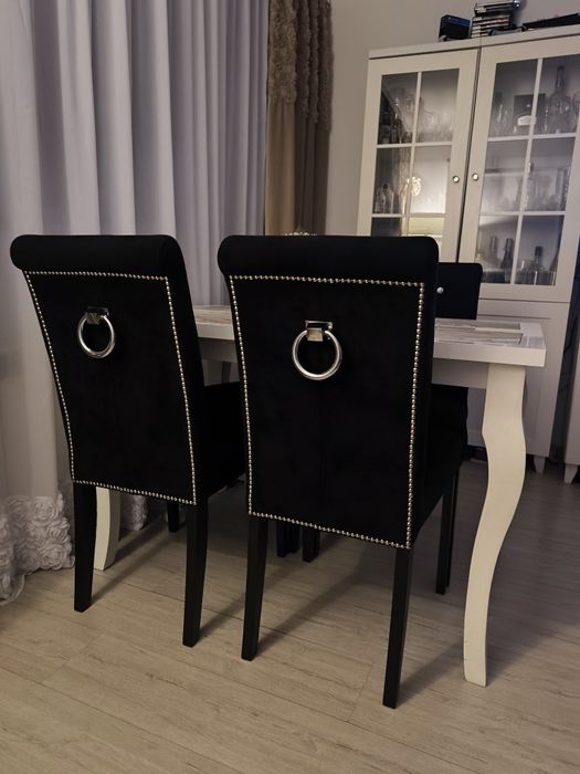 4 Krzesła Chesterfield czarne