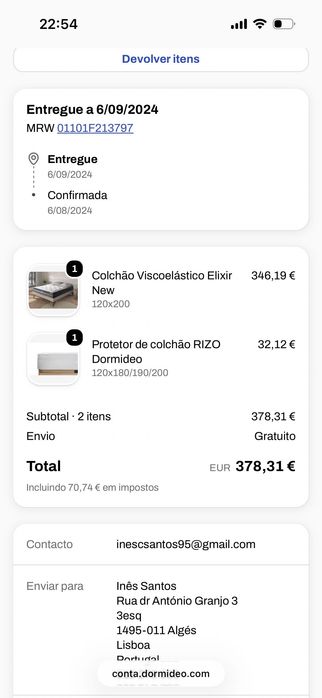 Colchão com menos de 3 anos