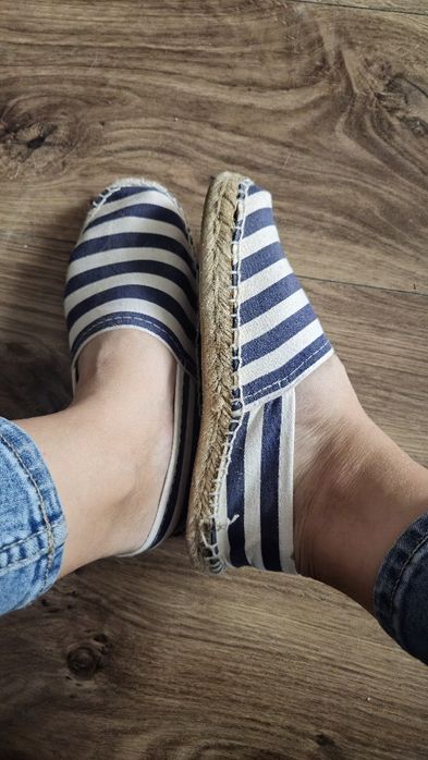 Espadryle baleriny lordsy paski marynarski styl