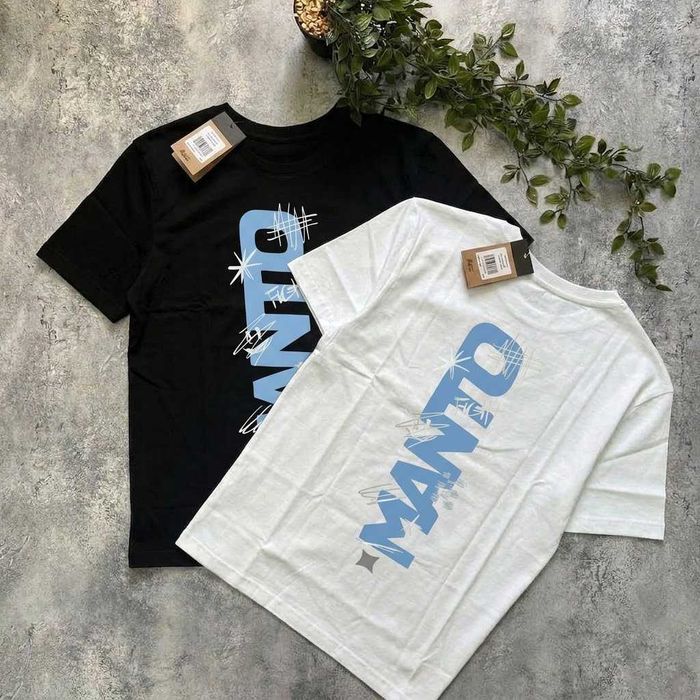 MANTO Большой Принт Vertical - Футболка МАНТО Вертикал - Черная / Белая - XS S M L XL XXL