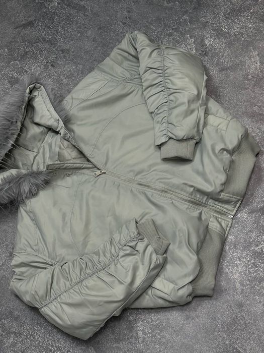 Белый бомбер с мехом MA1 opium archive аляска куртка курточка серая М