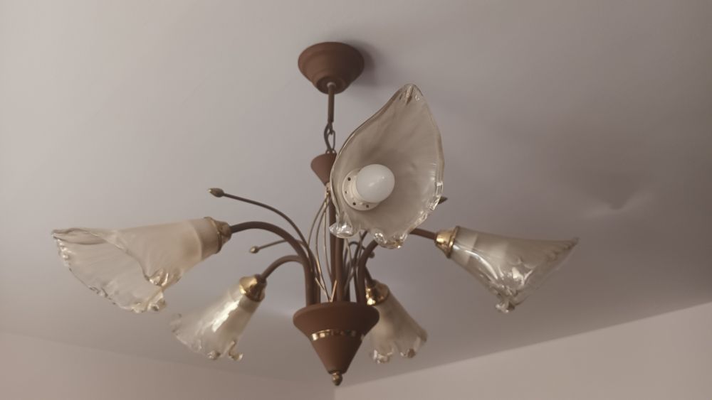 Żyrandol pokojowy 5-ramienny szklany