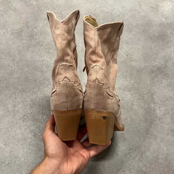 Vintage Buty Kowbojki Zamszowe Y2K Coquette Trendy 90s