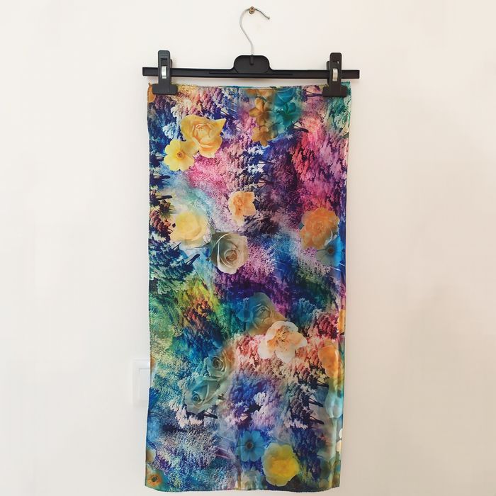 Lenço quadrado com estampado, reversível